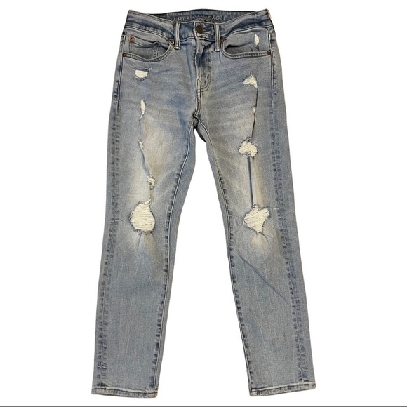American Eagle Faded Distressed Ripped Skinny High Rise Next Level Flex Jeans - Picture 1 of 9